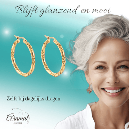 RVS Oorringen Gedraaid 30mm – Goudkleurige Creolen met Twisted Motief - oor6358 - ms - 023 - Oorringen kopen# - 30mm - alles - cadeau