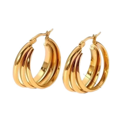 RVS Oorringen Goud – 28mm – Triple Hoepels in 1 - oor6321 - 67349 - Oorringen kopen# - 28mm - alles - cadeau