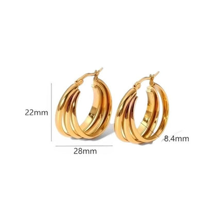 RVS Oorringen Goud – 28mm – Triple Hoepels in 1 - oor6321 - 67349 - Oorringen kopen# - 28mm - alles - cadeau