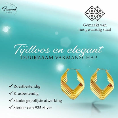 RVS Oorringen Goudkleur – 39mm – 6 Vierkante Hoepels in 1 - oor6320 - 69936 - Oorringen kopen# - 40mm - alles - cadeau