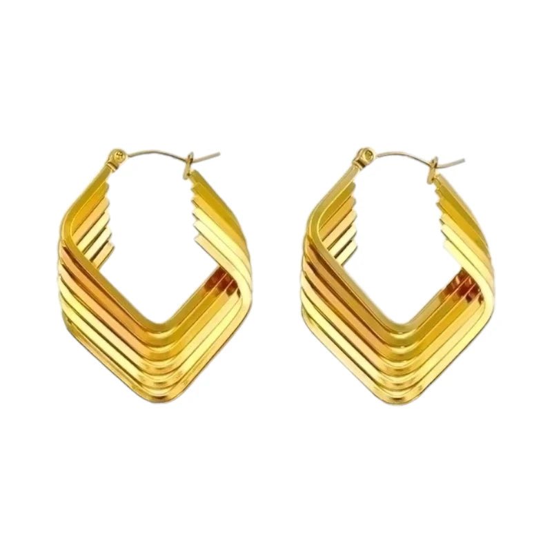 RVS Oorringen Goudkleur – 39mm – 6 Vierkante Hoepels in 1 - oor6320 - 69936 - Oorringen kopen# - 40mm - alles - cadeau