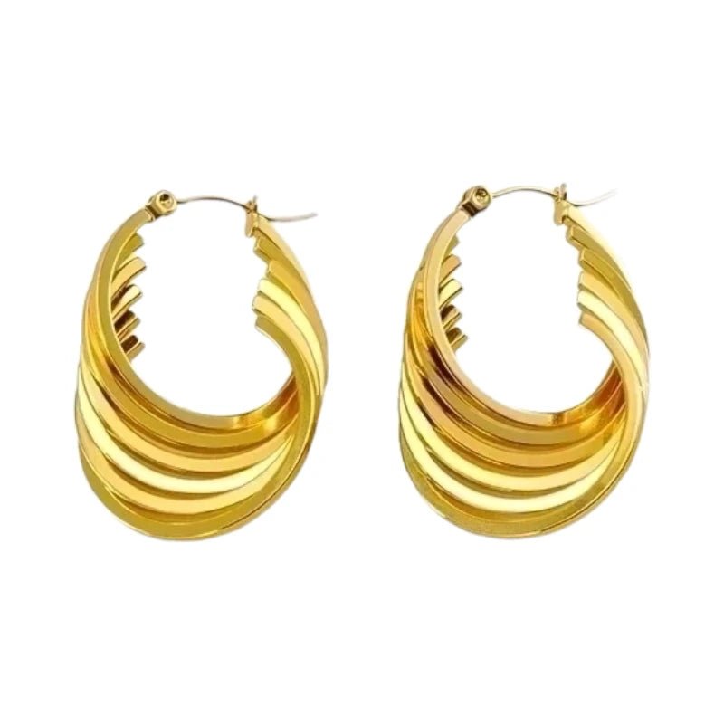 RVS Oorringen Goudkleurig – 37mm – 6 - in - 1 Vierkante Hoepels - oor6319 - 69937 - Oorringen kopen# - 37mm - alles - cadeau