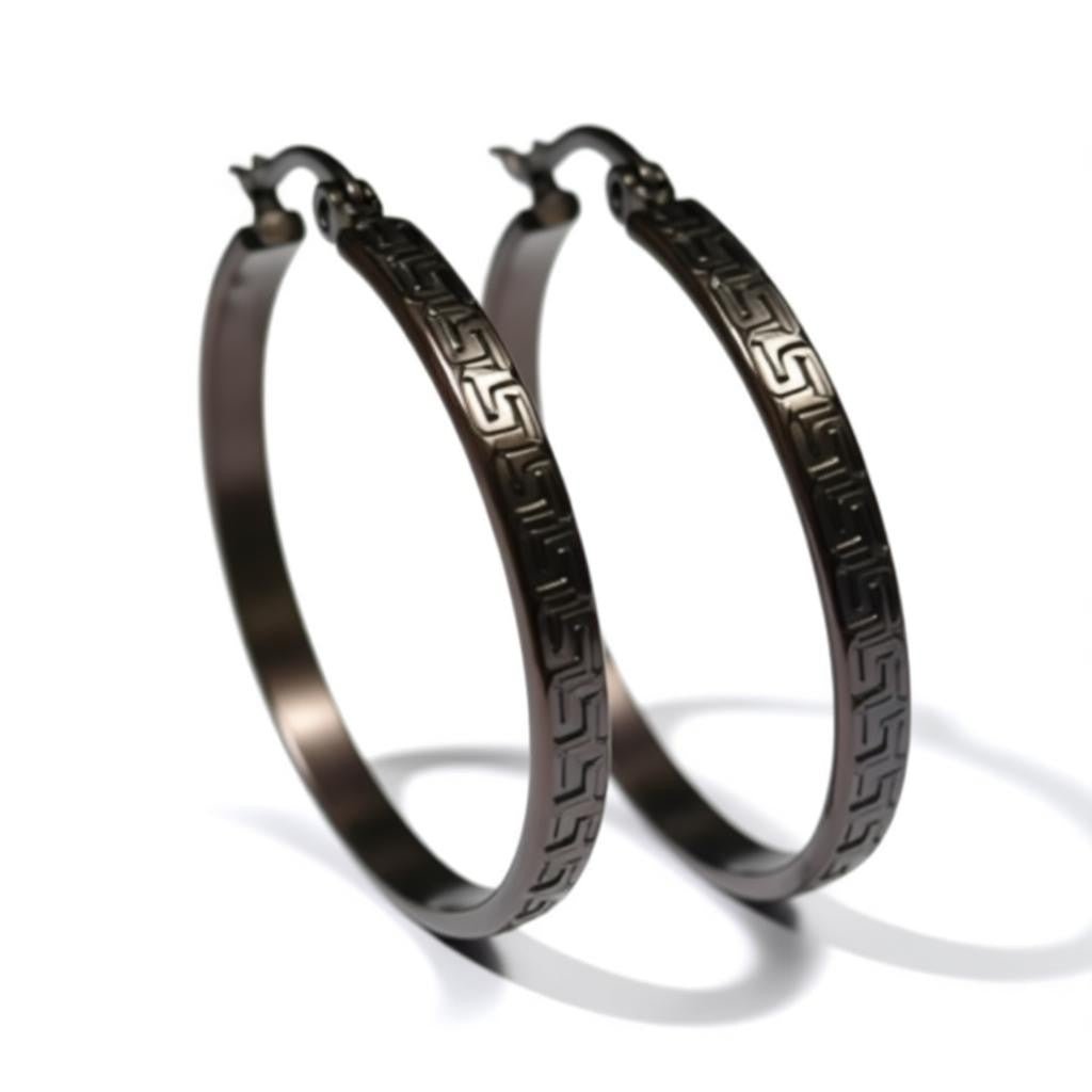 RVS Oorringen Grieks Motief Roségoud 30mm - Elegante Hoepels - Aramat Jewels - Oorringen - cadeautip