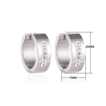 RVS Oorringen Kristal Streep Zilverkleur 20mm - Dames - Aramat Jewels - Oorringen - cadeautip