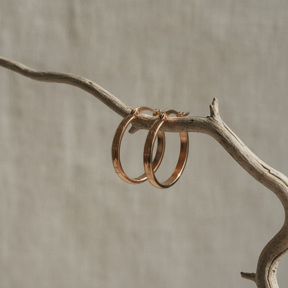 RVS Oorringen met Ankermotief Roségoudkleur 20mm - Aramat Jewels - Oorringen - cadeautip