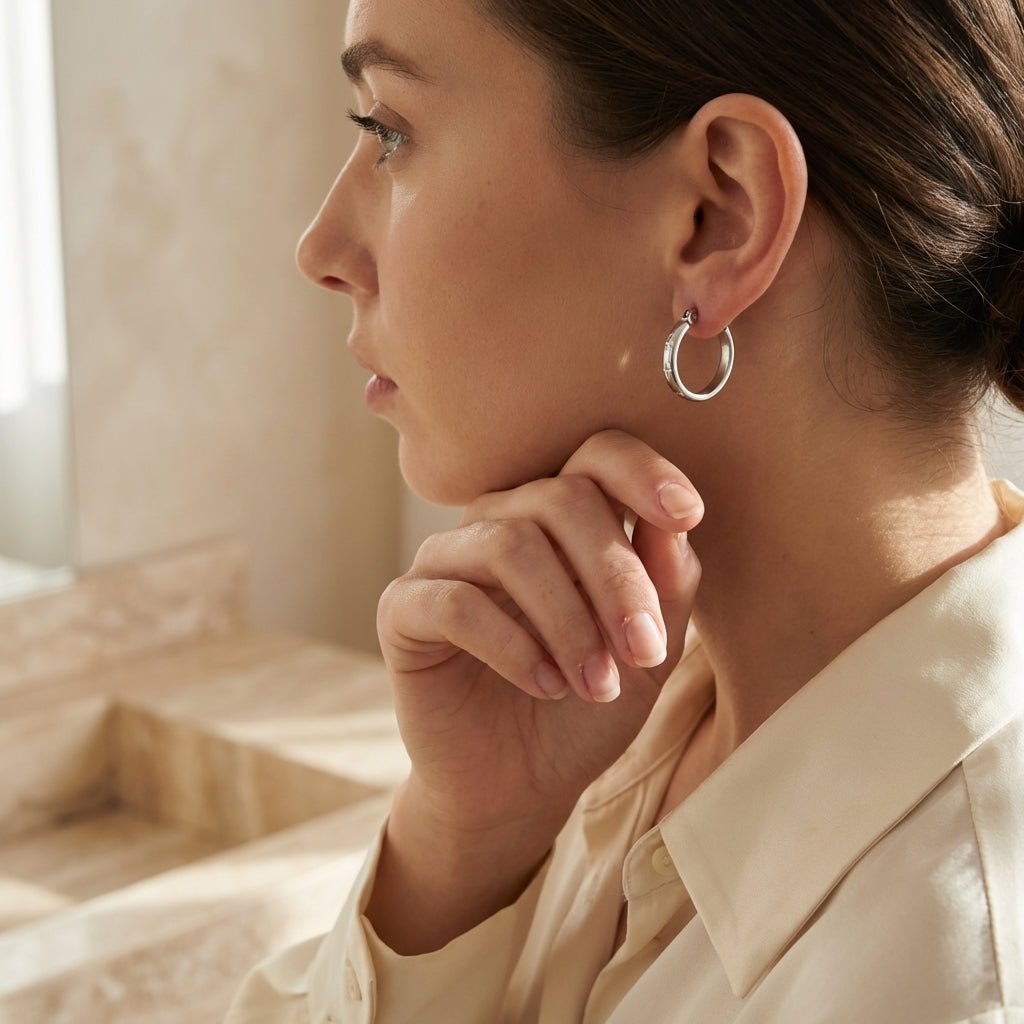 RVS Oorringen met Ankermotief Zilverkleur 20mm - Aramat Jewels - Oorringen - cadeautip