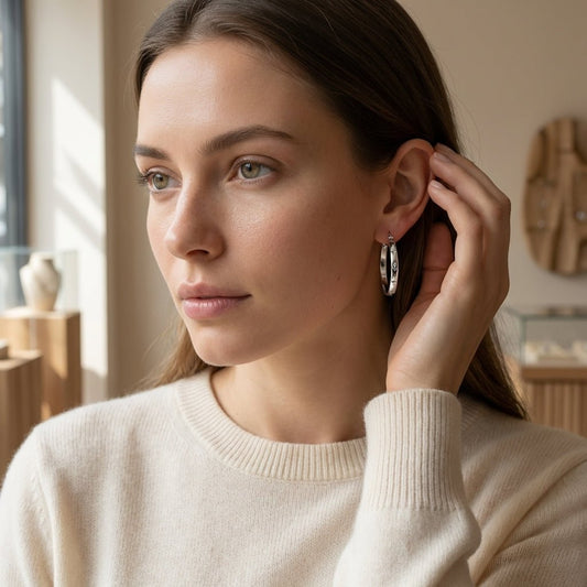 RVS Oorringen met Ankermotief Zilverkleur 30mm - Aramat Jewels - Oorringen - cadeautip