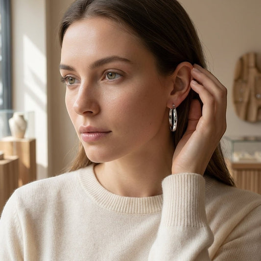 RVS Oorringen met Ankermotief Zilverkleur 30mm - Aramat Jewels - Oorringen - cadeautip