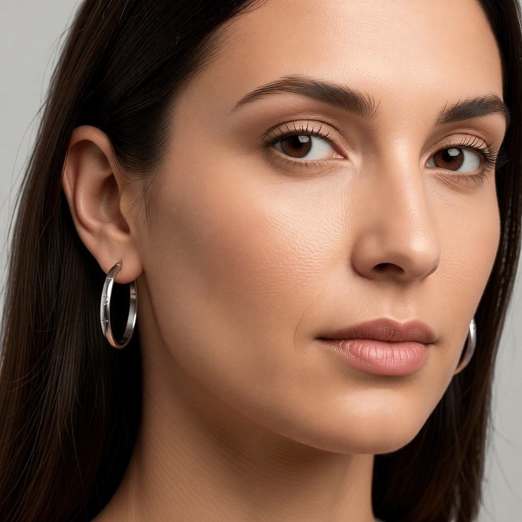 RVS Oorringen met Ankermotief Zilverkleur 30mm - Aramat Jewels - Oorringen - cadeautip
