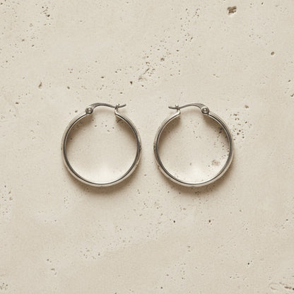 RVS Oorringen met Ankermotief Zilverkleur 35mm - Aramat Jewels - Oorringen - cadeautip