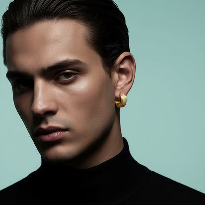 RVS Oorringen met Gematteerde Lijn Goudkleur 20mm - Aramat Jewels - Oorringen - cadeautip