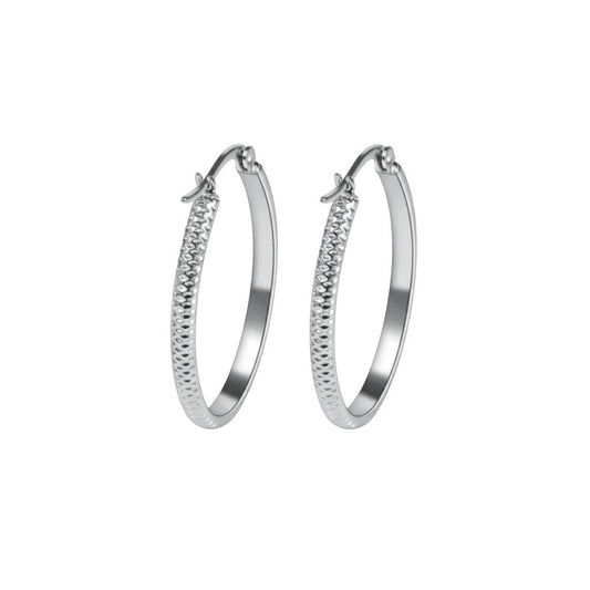 RVS Oorringen met Puntjes Motief Zilverkleur 30mm - Aramat Jewels - Oorringen - cadeautip