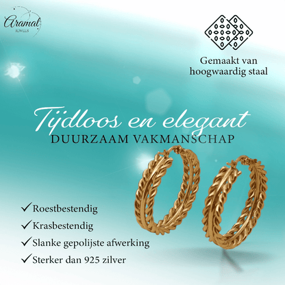 RVS oorringen schakelmotief 35mm goudkleurig - oor6374 - 70240 - Oorringen kopen# - 35mm - alles - cadeau