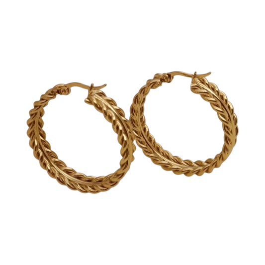 RVS oorringen schakelmotief 35mm goudkleurig - oor6374 - 70240 - Oorringen kopen# - 35mm - alles - cadeau