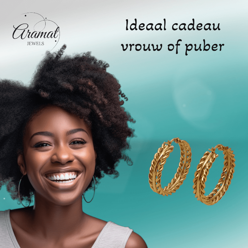 RVS oorringen schakelmotief 35mm goudkleurig - oor6374 - 70240 - Oorringen kopen# - 35mm - alles - cadeau