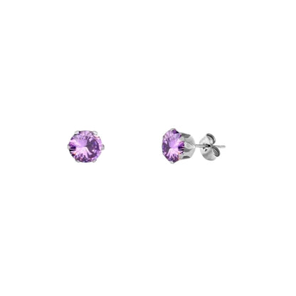 Boucles d'oreilles en acier inoxydable et zircon violet