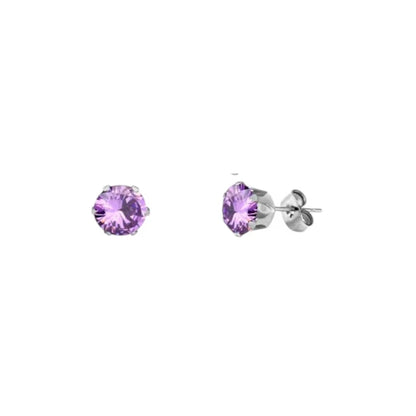 Boucles d'oreilles en acier inoxydable et zircon violet