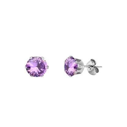 Boucles d'oreilles en acier inoxydable et zircon violet