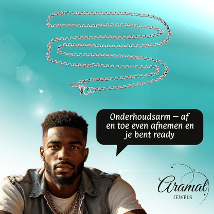 RVS Rolo Ketting Zilverkleur 50 - 60cm - Ronde Schakelketting - Aramat Jewels - Halskettingen - cadeautip