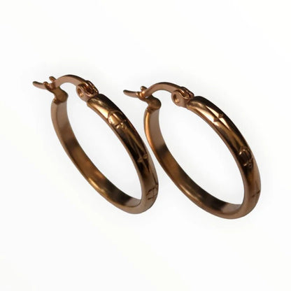 Earrings – 20mm Creole Anchor Motif Stainless Steel Rose Gold Color Women