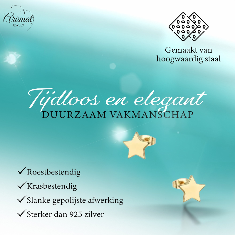 Boucles d'oreilles puces en forme d'étoile, acier doré – mini 4 mm