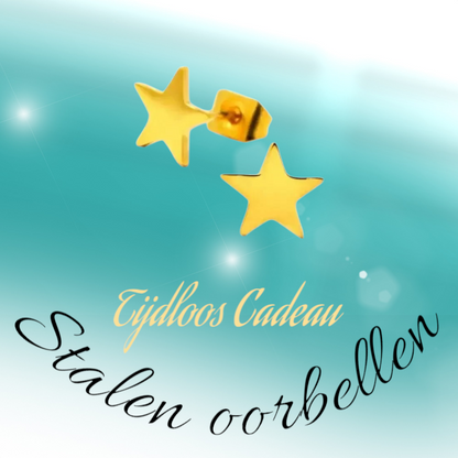 Boucles d'oreilles puces en forme d'étoile, acier doré – 7 mm, style classique