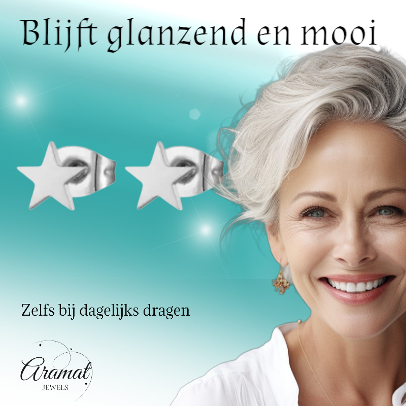 Boucles d'oreilles puces en forme d'étoile, en acier inoxydable argenté – 6 mm, style intemporel