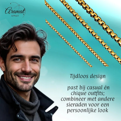 Stainless Steel Jasseron Chain Gold Color 50-60cm - Elegant Link Chain