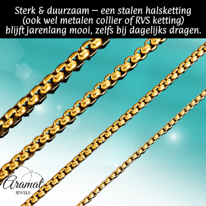 Stainless Steel Jasseron Chain Gold Color 50-60cm - Elegant Link Chain
