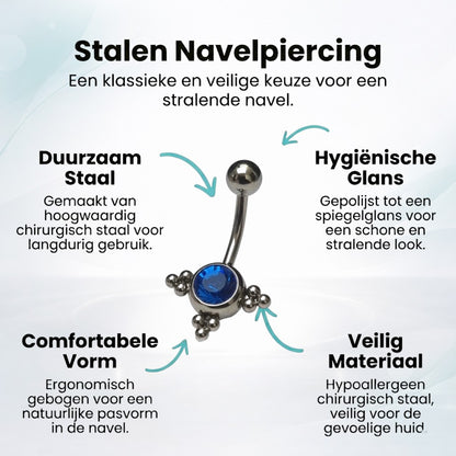 Sapphire Blue Steel Navel Piercing