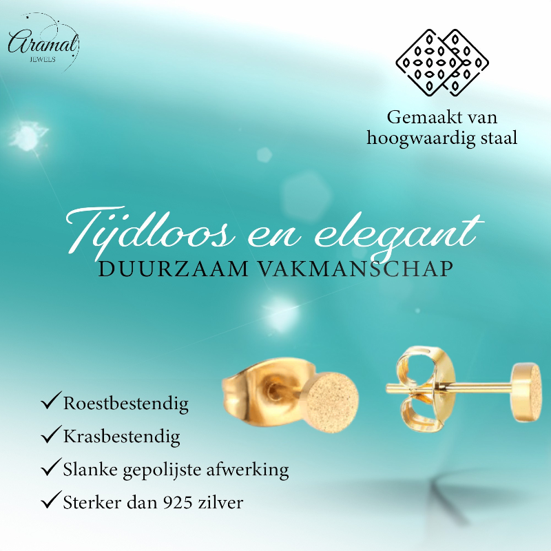 Boucles d'oreilles puces minimalistes en acier inoxydable doré mat de 4 mm