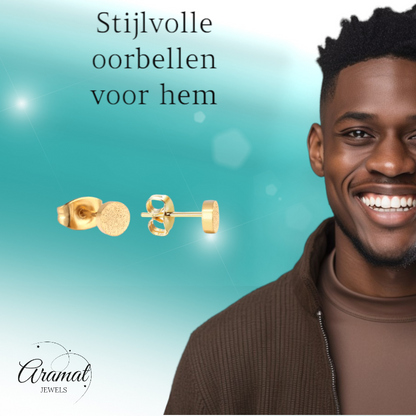 Matte Gold Colored Round Stud Earrings 5mm