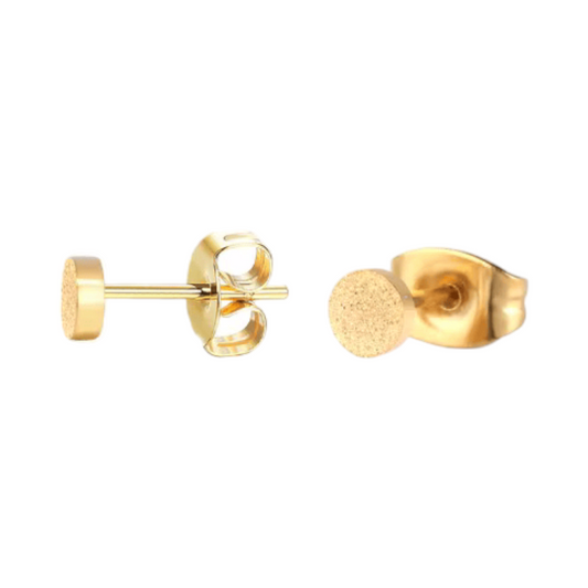 Matte Gold-Colored Stainless Steel Stud Earrings 4mm - Minimalist Studs