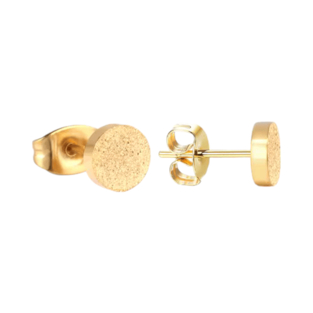 Gold-colored matte stud earrings 8 mm