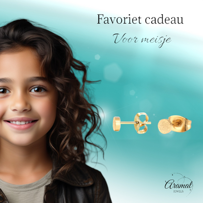 Boucles d'oreilles puces minimalistes en acier inoxydable doré mat de 4 mm