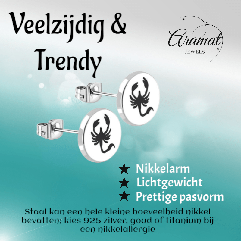 Schorpioen Oorbellen RVS Zilverkleurig – 10mm – Dieren & Horoscoop - oor2822 - tte563 - Oorbellen kopen# - 10mm - alles - cadeau