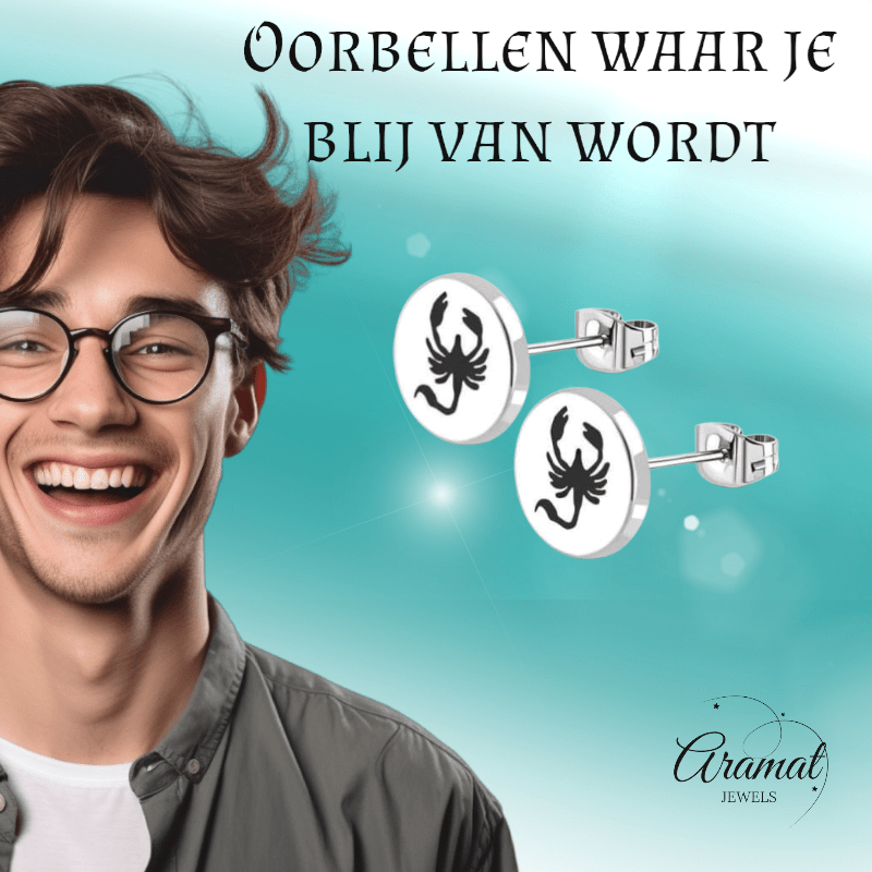 Schorpioen Oorbellen RVS Zilverkleurig – 10mm – Dieren & Horoscoop - oor2822 - tte563 - Oorbellen kopen# - 10mm - alles - cadeau