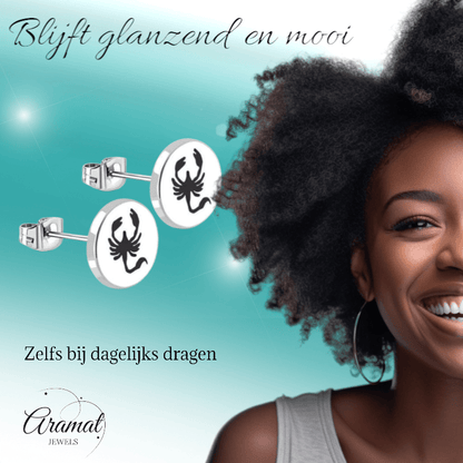Schorpioen Oorbellen RVS Zilverkleurig – 8mm – Dieren oorstekers uniseks - oor2714 - tte942 - Oorbellen kopen# - 8mm - alles - cadeau