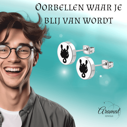 Schorpioen Oorbellen RVS Zilverkleurig – 8mm – Uniseks Dierenoorbellen - oor2709 - tte656 - Oorbellen kopen# - 8mm - alles - cadeau