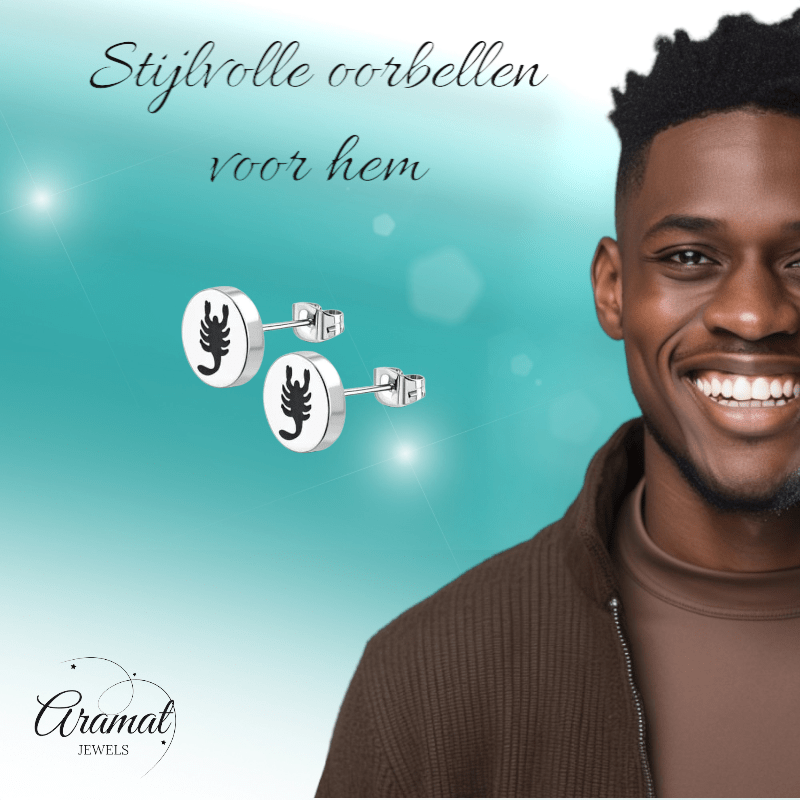 Schorpioen Oorbellen Zilverkleurig RVS – 8mm – Dieren oorstekers - oor2842 - tte653 - Oorbellen kopen# - 8mm - alles - cadeau