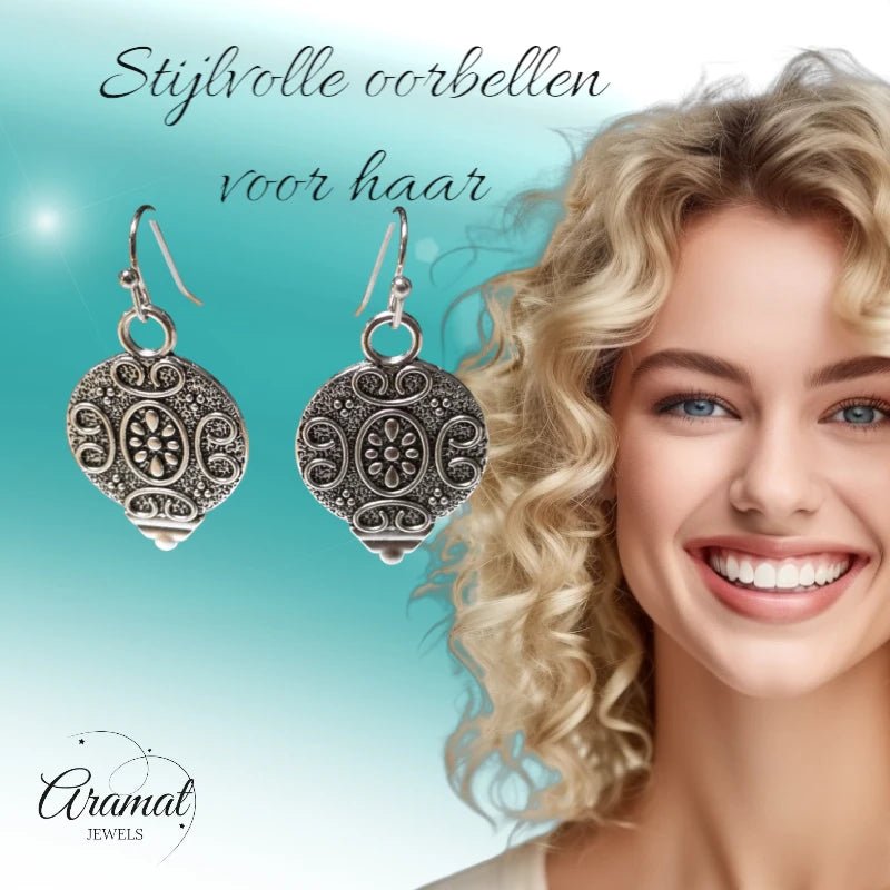 Sierlijke Druppel Oorhangers Antieklook - oor6059 - Oorhangers kopen# - 35mm - alles - bali