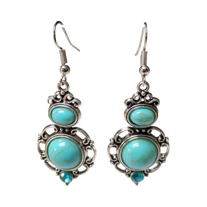 Sierlijke Oorhangers met Lichtblauwe Steen – 58x22mm - oor6052 - Oorhangers kopen# - 60mm - alles - bali