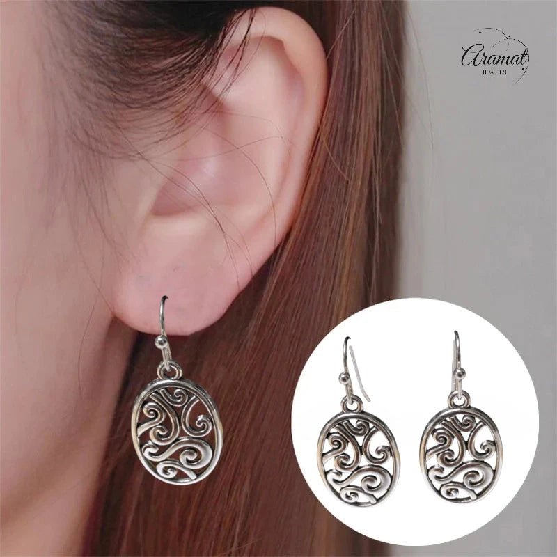 Sierlijke Ovale Boho Oorhangers – Antiek – 35x15mm - oor6061 - Oorhangers kopen# - 35mm - alles - bali