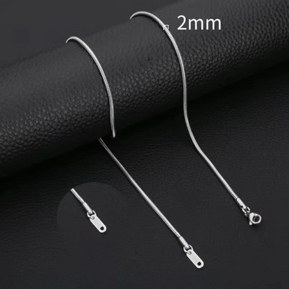 Stainless Steel Snake Chain Silver Color 45-60cm - Flexible Link Chain Women
