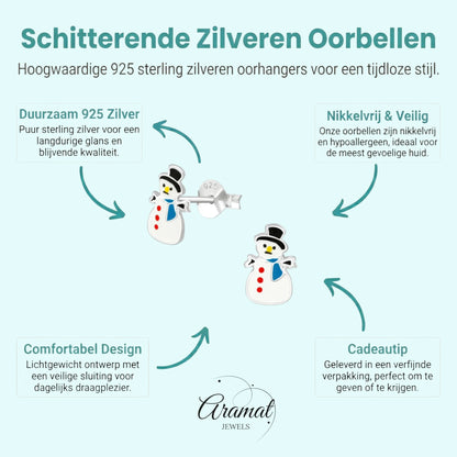 Boucles d'oreilles bonhomme de neige argentées - 9 mm