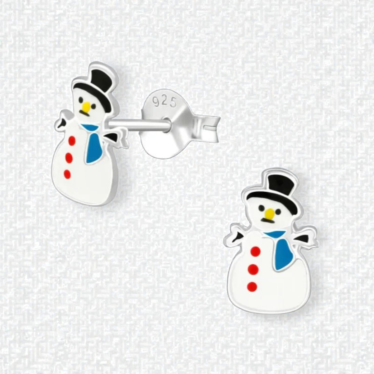 Boucles d'oreilles bonhomme de neige argentées - 9 mm