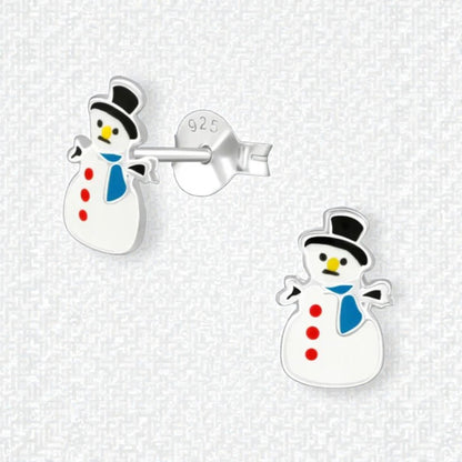Boucles d'oreilles bonhomme de neige argentées - 9 mm