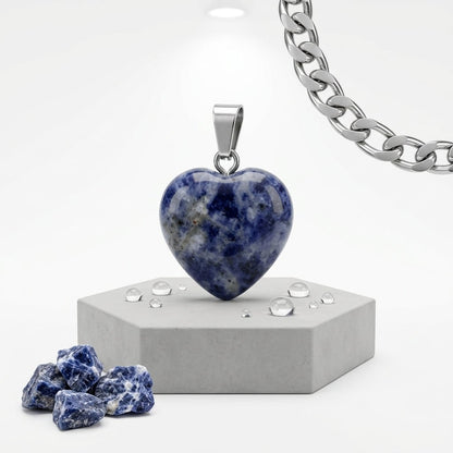 Sodaliet Hartvormige hanger natuursteen - Aramat Jewels - Hangers - cadeautip
