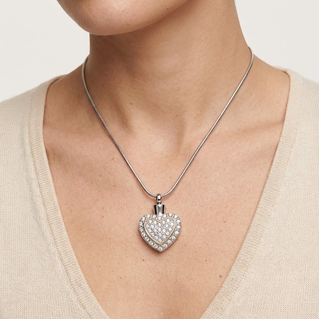 Sprankelend hart as - sieraad staal met kristal - Aramat Jewels - Gedenkhangers - cadeautip