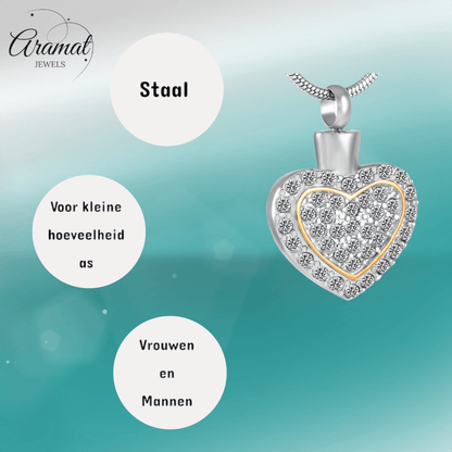 Sprankelend hart as - sieraad staal met kristal - Aramat Jewels - Gedenkhangers - cadeautip
